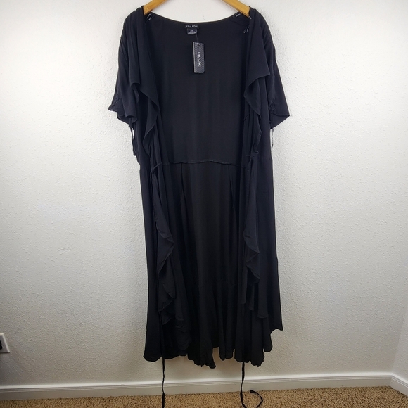 City Chic L New (NWT) Women's Black Maxi Palm Love Beach Wrap Dress Plus Size 20 - Picture 4 of 9